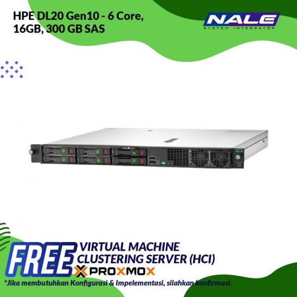 HPE P17081-B21 DL20 Gen10 - 6 Core, 16GB,  300 GB SAS (4SSF)