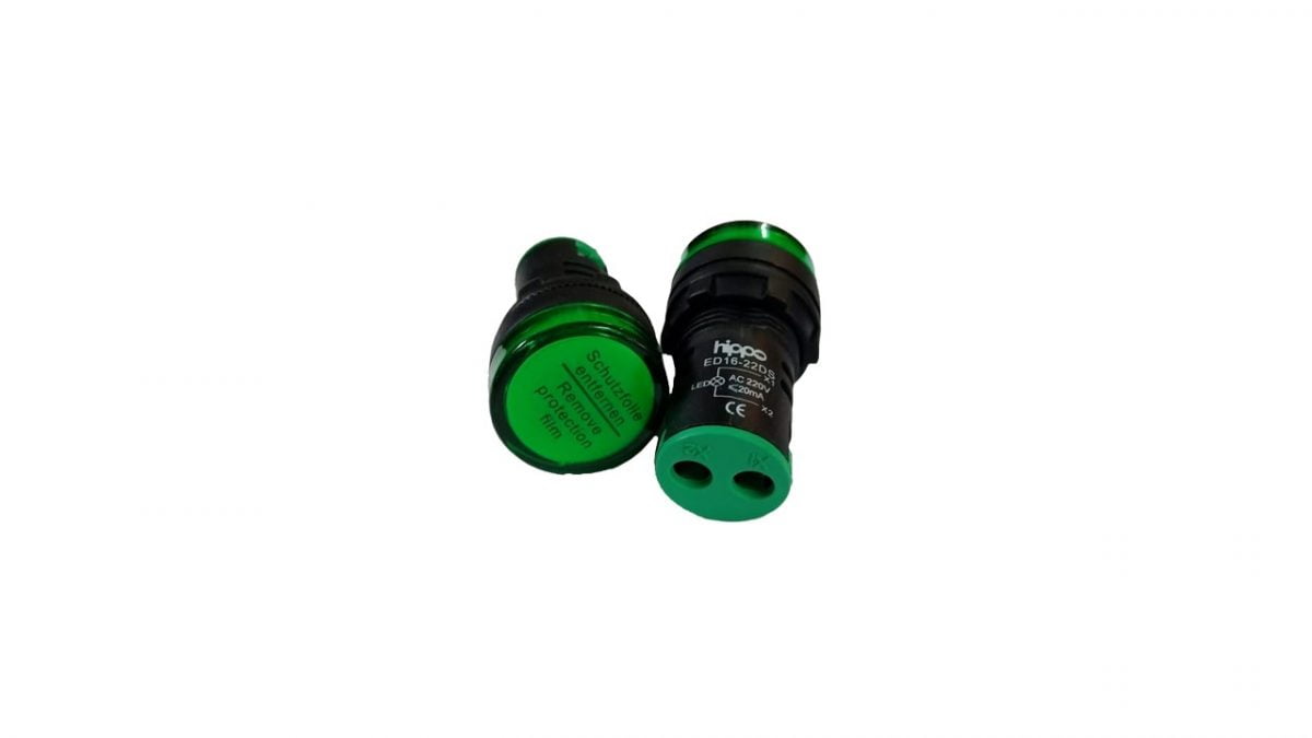 ECLAT PILOT LAMP LED 22MM 220V AC PANEL LED GREEN INDICATOR 22MM - Gambar 1